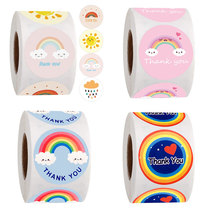 100-500Pcs Rainbow Thank You Stickers Seal Labels Round Scra