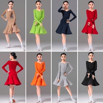 MLX8926 New Latin dance clothing for girls long-sleeved competition regulations split childrens dance examination performance clothing