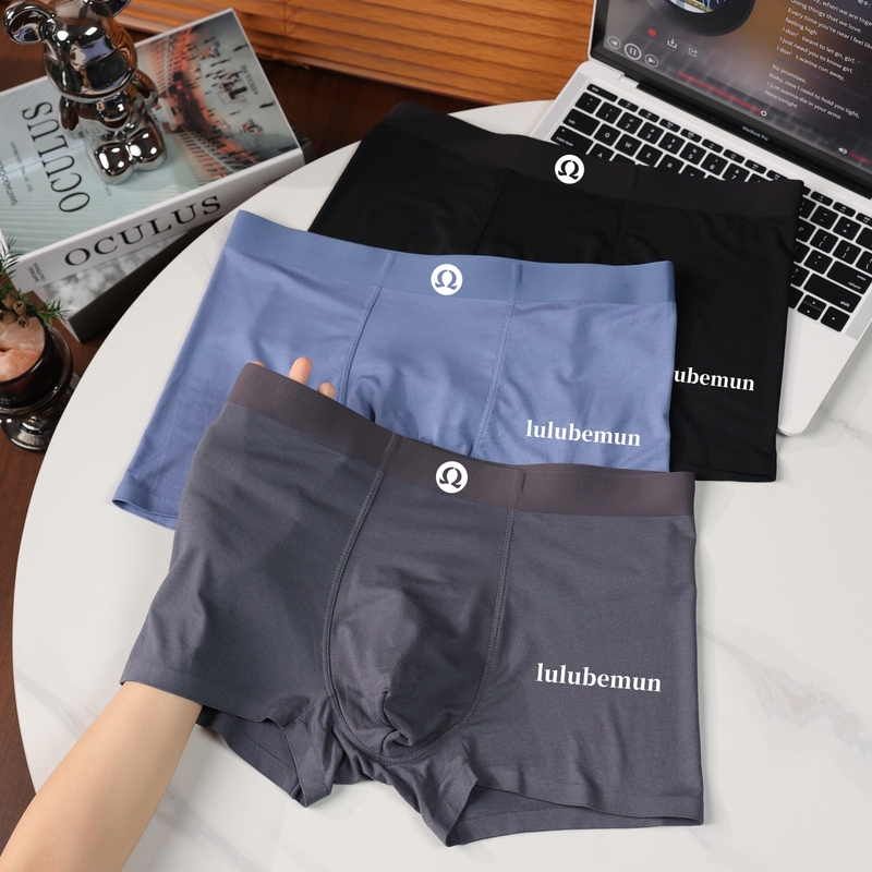 Lulu Men's Underwear Seamless Breathable Modal Cotton Boxer Briefs 10A Antibacterial Crotch Comfortable New Boxer Briefs