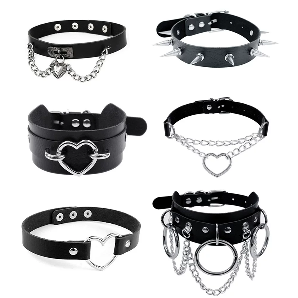 Хараджуку чокер Sexy Heart Lock Key Rivets Black Goth Punk