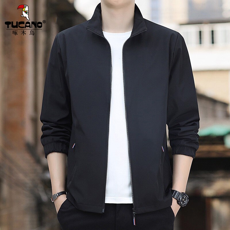 Woodpecker Stand-Up Collar Jacket for Men 2026 Autumn New Windproof Coat Business Casual Simple Zipper Versatile Jacket