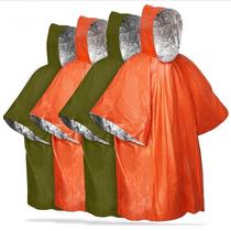 Outdoor camping portable PE aluminum film thermal blanket emergency weatherproof raincoat emergency waterproof poncho reusable first aid