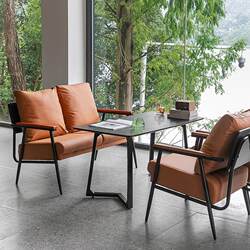 Light Luxury Cafe Table and Chair Combination Wrought Iron Milk Tea Shop Bistro Chair Dessert Shop Leisure Reception Booth Sofa