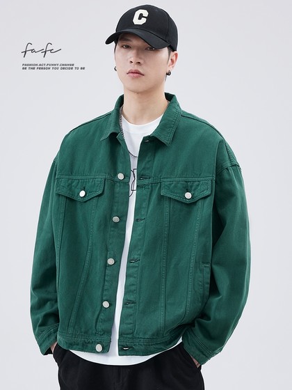 FAFC2024秋季纯棉牛仔衬衫男款美式纯色潮流休闲百搭夹克长袖外套