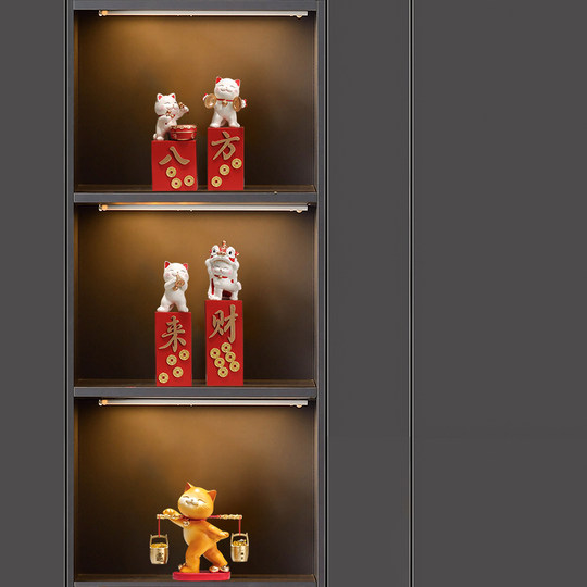 A Bucket of Gold Lucky Cat Figurine, Housewarming and Opening Gift, New Chinese-Style Living Room Tv Cabinet, Company Cashier Counter Decoration