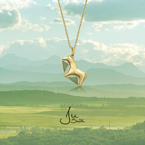 JuSmith Original Jewelry Retro Green Enamel Cute And Delicate Golden Horse Pendant Belongs to Comic Necklace