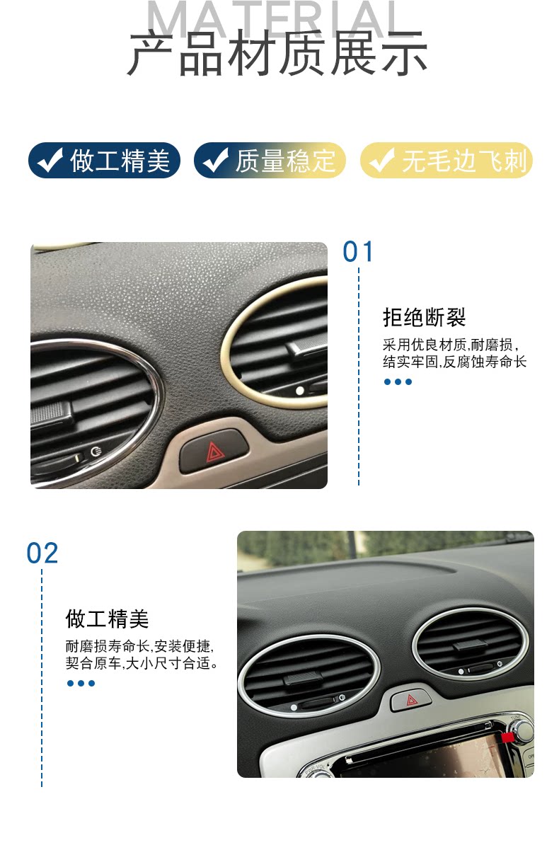 Suitable for 13 Classic Focus Air Conditioning Outlet Bright Frame 09 Old Focus Interior Modified Sequin Bright Circle