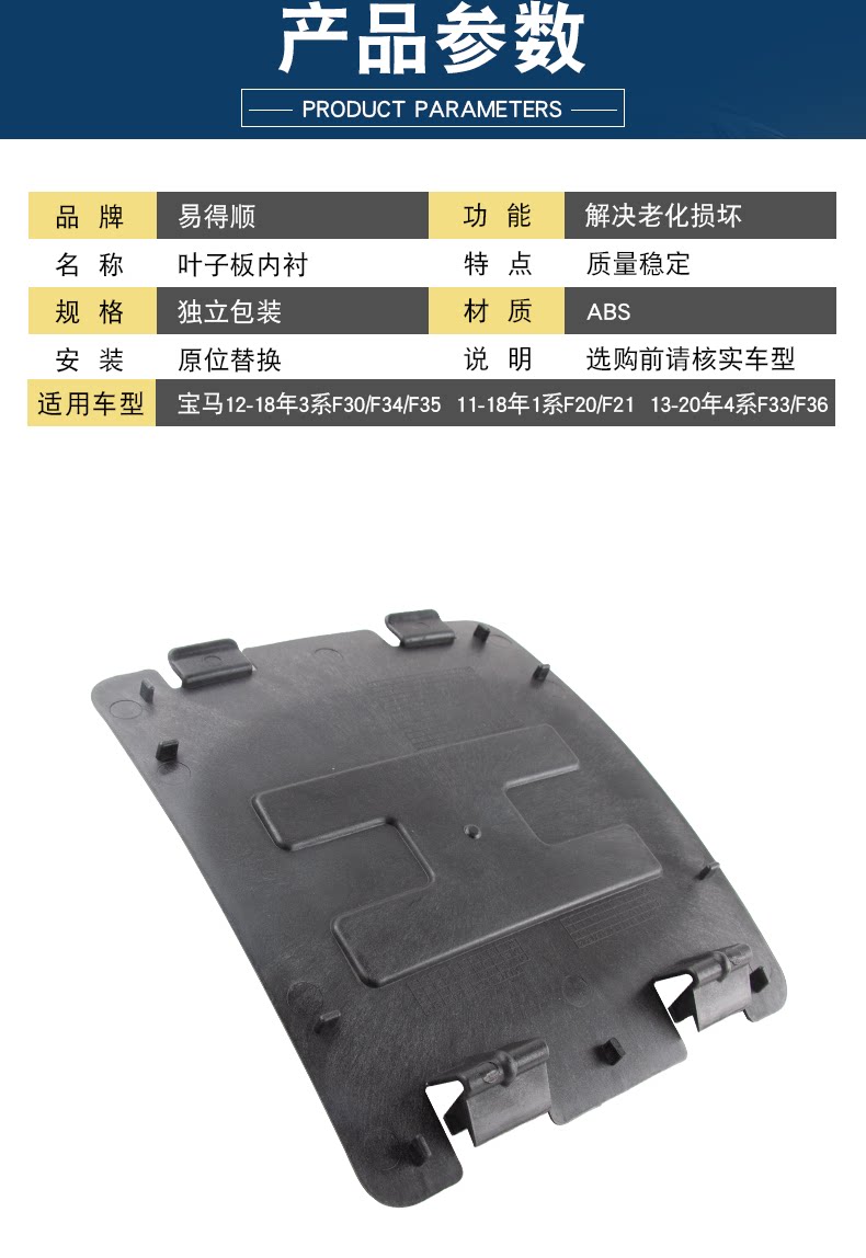 51717260397 Is Suitable for Bmw 1 Series 4 Series 3 Series Front Wheel Fender Liner Cover