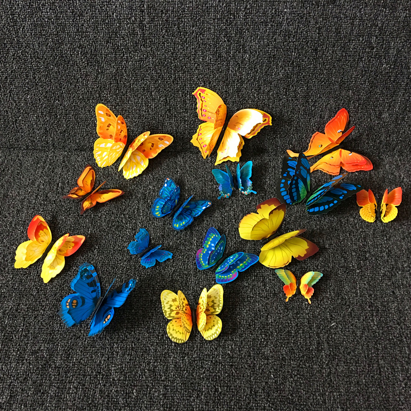 Emulation Butterfly 3d Solid Wall Sticker Room Living-room Bedroom Background Sticker Photo Wall Stickers Background Wall Trim-Taobao