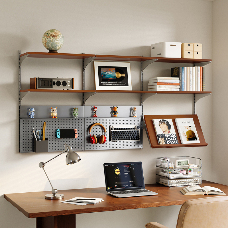 Bookshelf with Compartments, Wall-Mounted Shelf, Storage Rack, Computer Desk Pegboard, Bookshelf, Solid Wood Adjustable Display Rack Bookshelf with Compartments, Wall-Mounted Shelf, Storage Rack, Computer Desk Pegboard, Bookshelf, Solid Wood Adjustable Display Rack