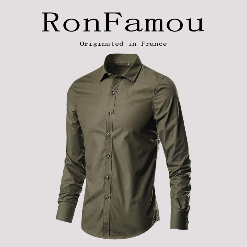 Global Luxury Boutique~ Solid Color Long-Sleeve Shirt for Men, Youthful Trendy Versatile Slim Fit Stylish Wrinkle-Free Dress Shirt for Men