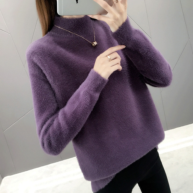 Taobao ສະບັບພິເສດ clearance brand code-breaking processing plus velvet imitation mink velvet sweater large size women's clothes fat mm thickened Korean