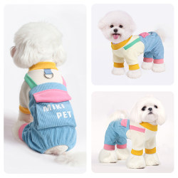 Dog Clothes for Autumn and Winter, Pet Clothing for Bichon Frise, Teddy, Schnauzer, Small Dogs, Four-Legged Anti-Shedding Overalls with Leash Attachment