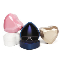 Luxury Heart-Shaped LED Light Wedding Ring Box With Display