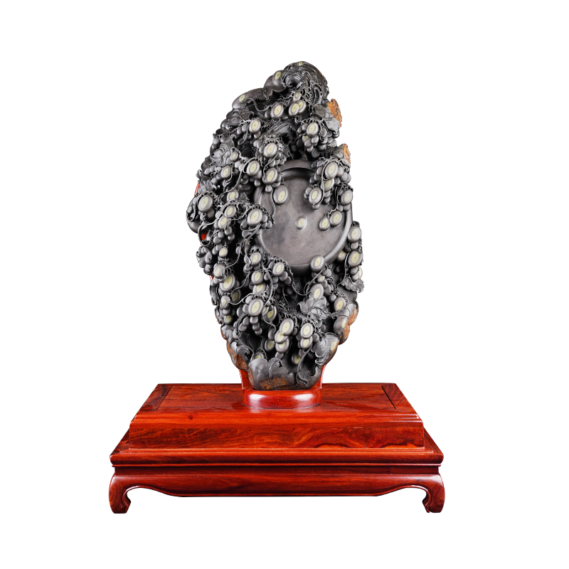 名端堂吴顺明肇庆高档端砚砚台《多子多福砚》原石雕刻文房四宝