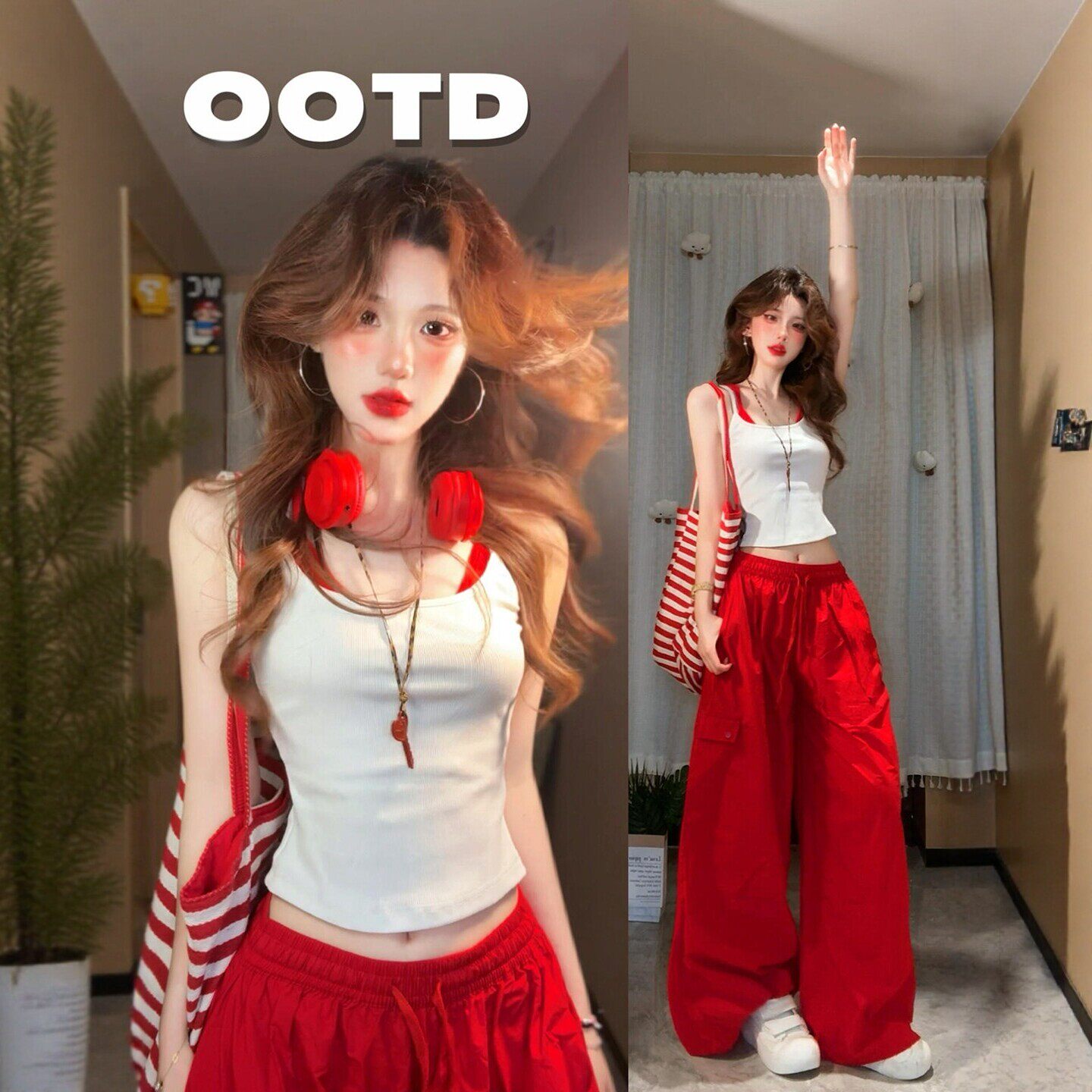 美式炸街运动套装女夏季显瘦时尚辣妹背心阔腿裤休闲两件套跑步潮