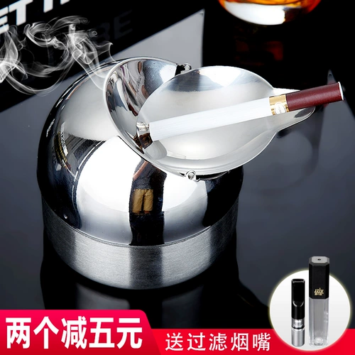 Креативная ветрозащитная пепельница из нержавеющей стали для офиса, с печатью вашего логотипа