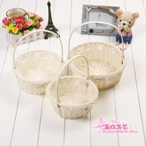 Цветочные лепестки Petal Flower Basket Wedding Wedding Wedding Carry-на свадебной руке rattan хореографы фруктовая цветочная корзина