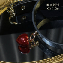 Chundu chilldo) original design romantic thoughts cowhide choker choker water sound bell spring crossing clip set
