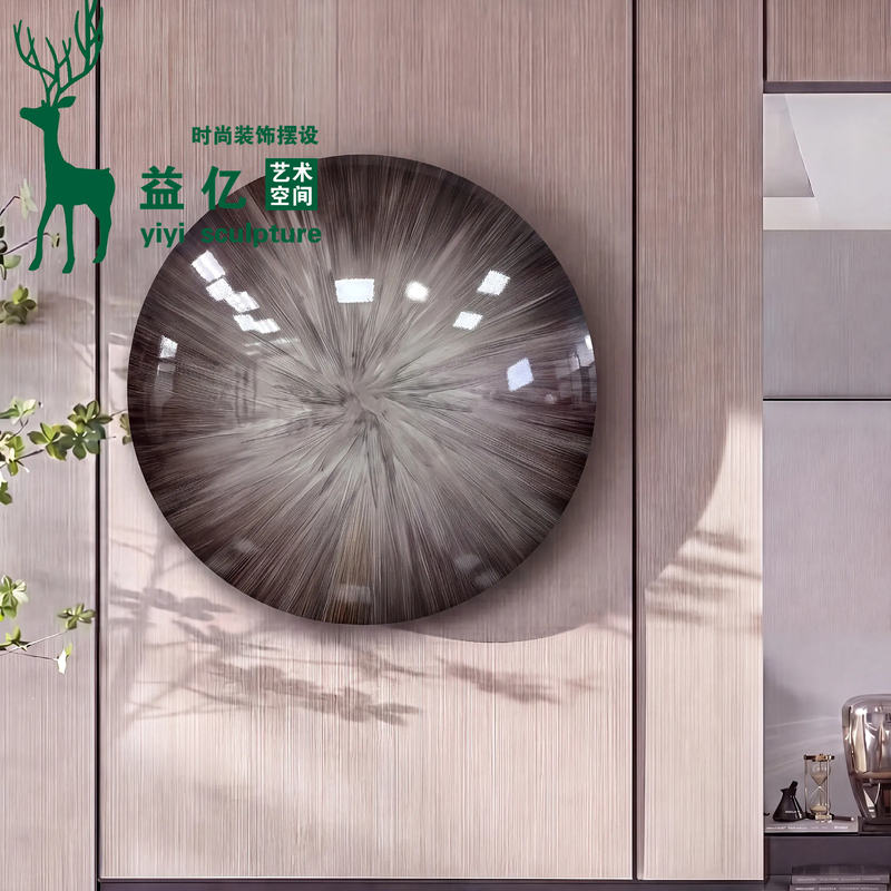 Modern Stainless Steel Concave-Convex Round Coffee-Colored Wall Decoration for Hotel Model Rooms and Sales Offices Modern Stainless Steel Concave-Convex Round Coffee-Colored Wall Decoration for Hotel Model Rooms and Sales Offices