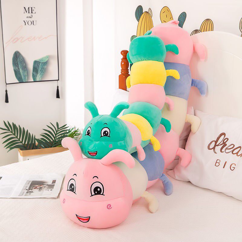 Cute caterpillar fur suede toy Pillow Cloth Doll Doll doll strip pillow girl bed to sleep and clip legs
