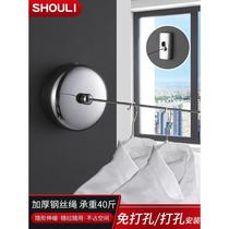 Balcony invisible retractable clothesline without punching shrinkable clothesline steel wire clothesline indoor household clothes drying artifact