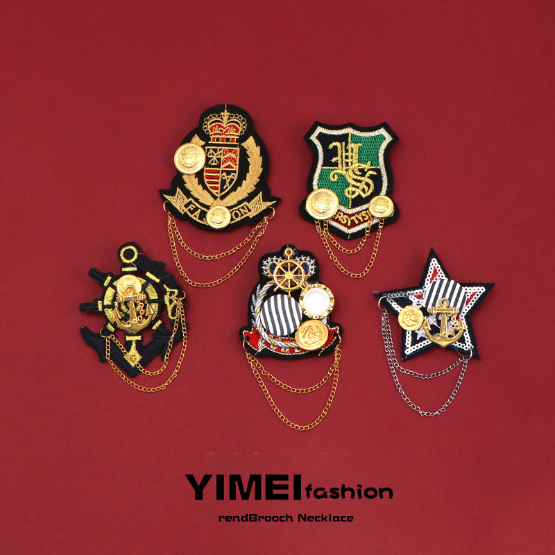 JK Inlen College Wind Classic Embroidery Brooch Upscale Female Male Badge Day Department Chest Badge bag clothes Don't pin accessories-Taobao