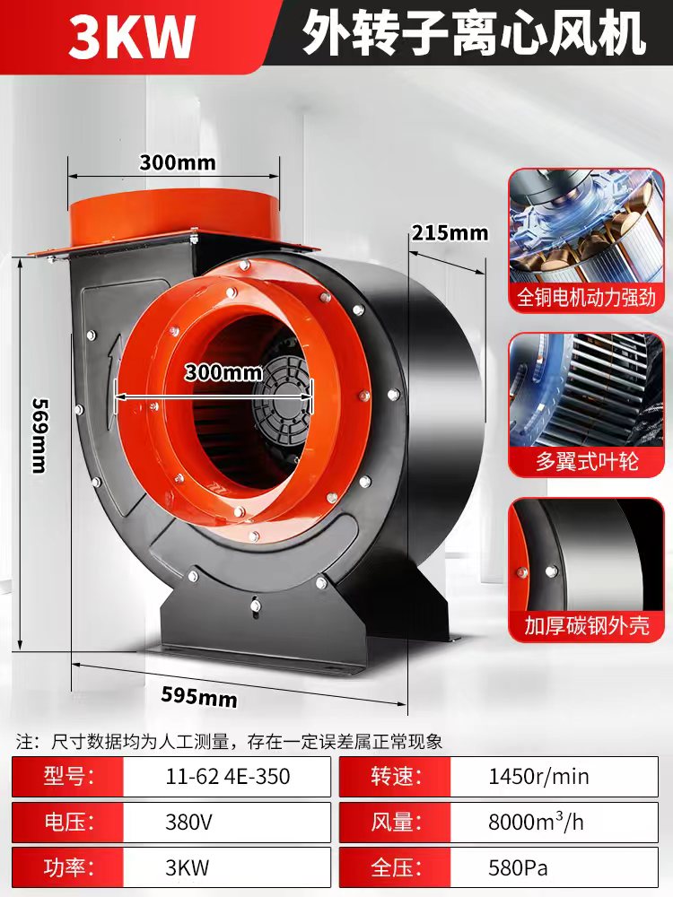 Вентилятор центробежный Zhejiang Yinglong модель 350T Small (3000Вт, 380В)
