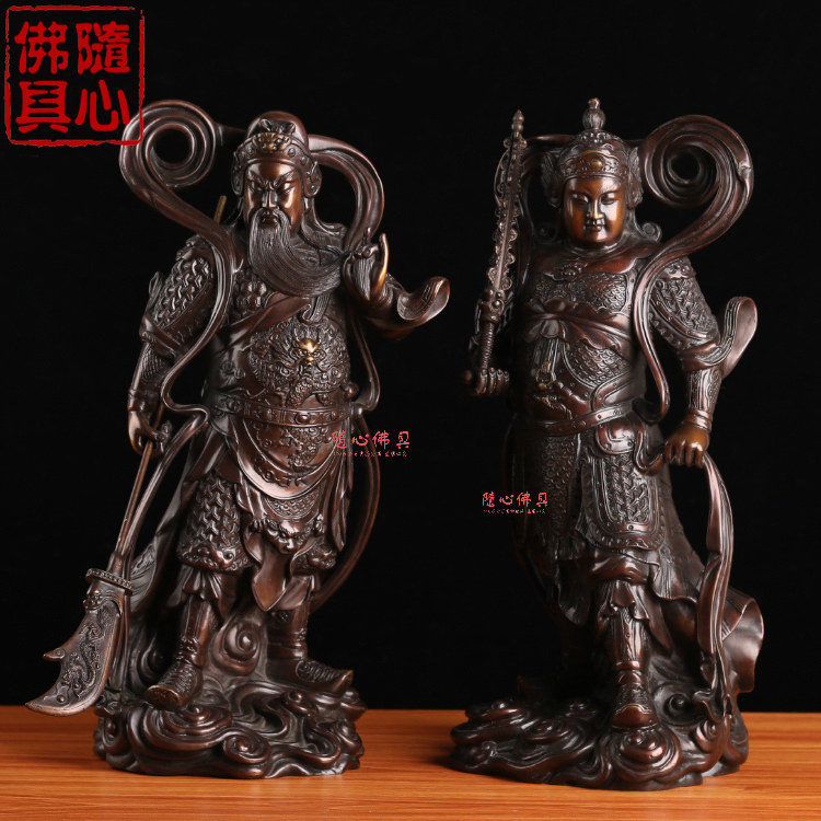 Weitogalan Bodhisattva pure copper Weitag Buddha Statue Temple Buddhist left and right hair Bronze statue Guan Gong home worship ornaments