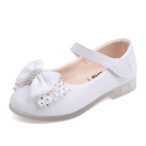 White Shoes For Girls Kids Wedding Dress Shoes Bow-knot Bowt