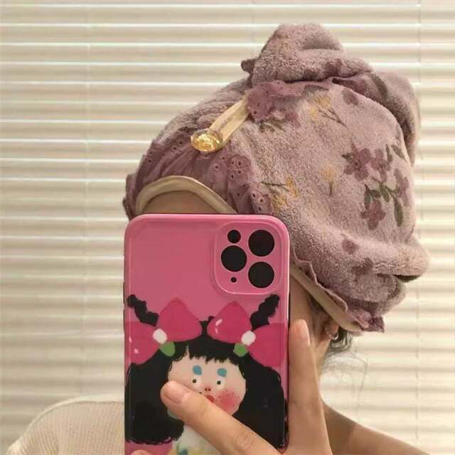 Ins retro floral dry hair hat women's coral velvet thickened water-absorbent 2025 new style turban household shampoo and shower cap