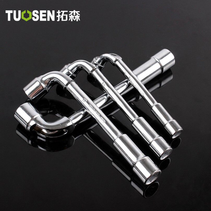 L-type sleeve wrench L-shaped double head elbow perforated outer tobacco bag bucket type hexagonal 6-19 steam repair tool