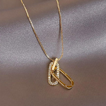 Outlets Clearing and withdrawing cabinet to pick up 18K gold fine elliptical double ring pendant Outlets female accessories