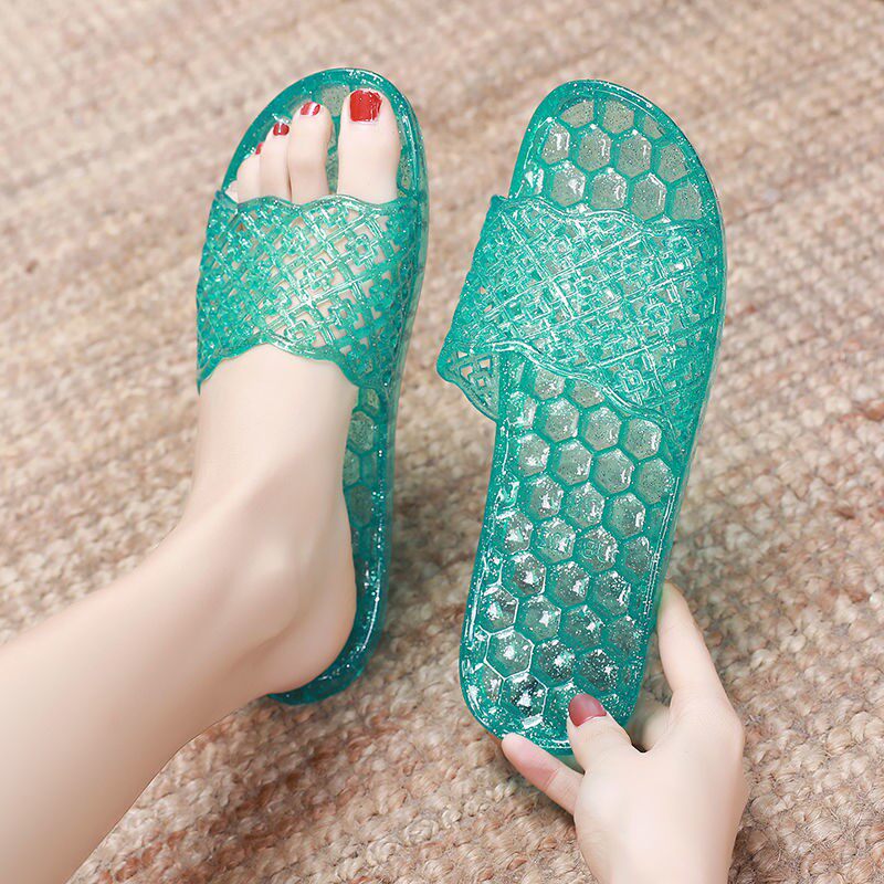 Slippers Women Interior Home Crystal Jelly Cool Slippers Summer Bathroom Anti Slip Soft Bottom Couple Home Deodorized Slippers