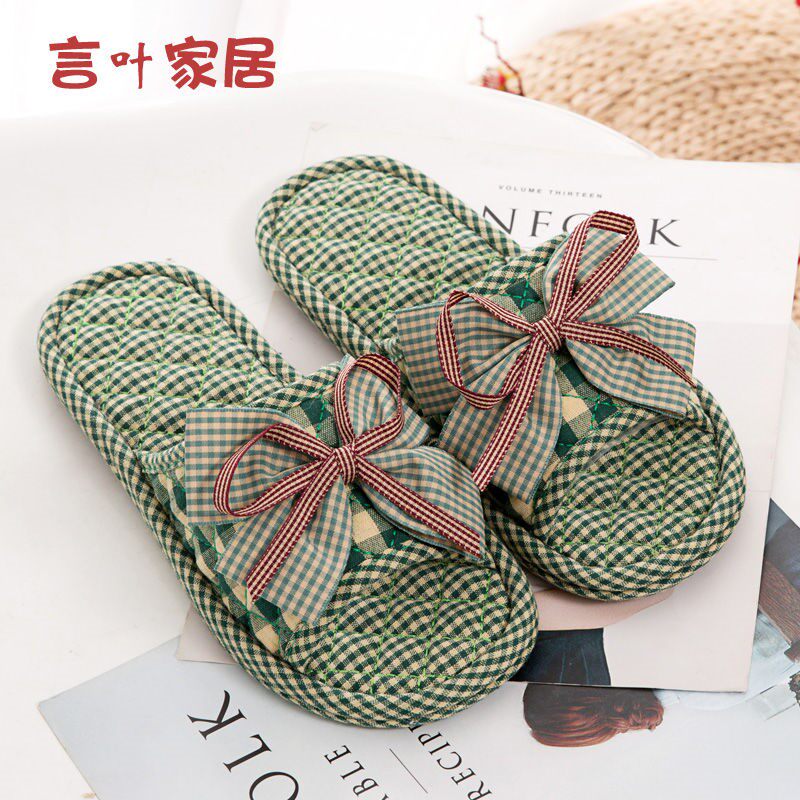 2020 new pure cotton cloth Art European-style Spring and Autumn Home for men and women Soft bottom anti-slip silent slippers for all seasons