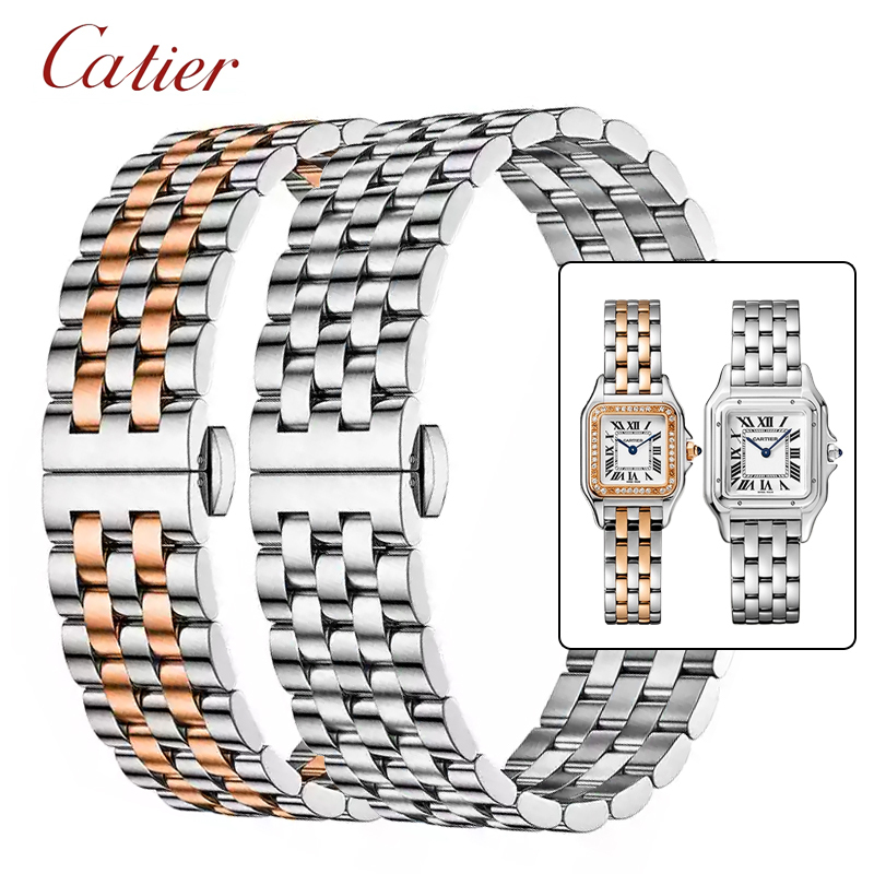 Stainless Steel Watch Strap Compatible with Panerai Watch Chain, Cartier Santos, Tank Solo Original Steel Strap for Men and Women