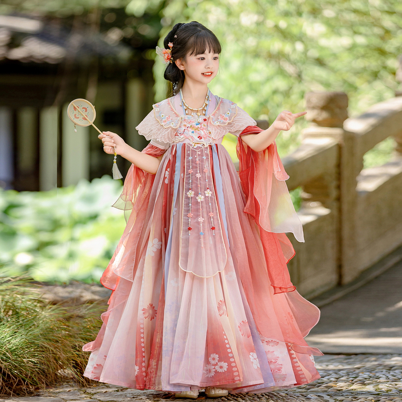 Girls' Ancient Style Super Fairy Tang Suit Hanfu Dress 2026 New Children's Summer Ancient Costume National Style Summer Thin Dress