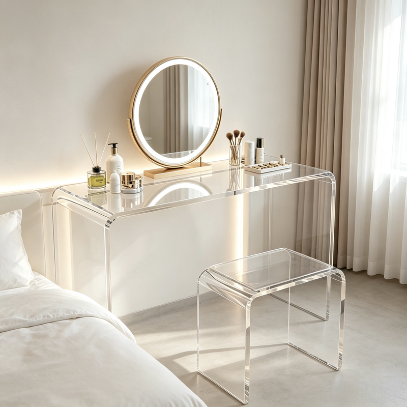 Internet-Famous Transparent Dressing Table, Modern Minimalist Small Apartment Bedroom Vanity, Acrylic Office Desk, Nordic Style Desk Internet-Famous Transparent Dressing Table, Modern Minimalist Small Apartment Bedroom Vanity, Acrylic Office Desk, Nordic Style Desk