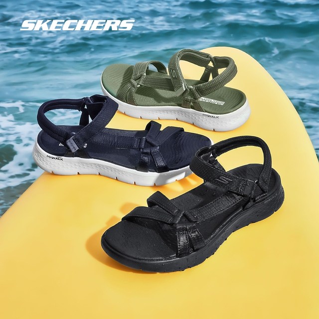 Skechers ຢ່າງເປັນທາງການ outlets summer sandals ງ່າຍດາຍ versatile ເກີບຂອງແມ່ຍິງ cushioning lightweight ເກີບຫາດຊາຍກິລາເກີບບາດເຈັບແລະ