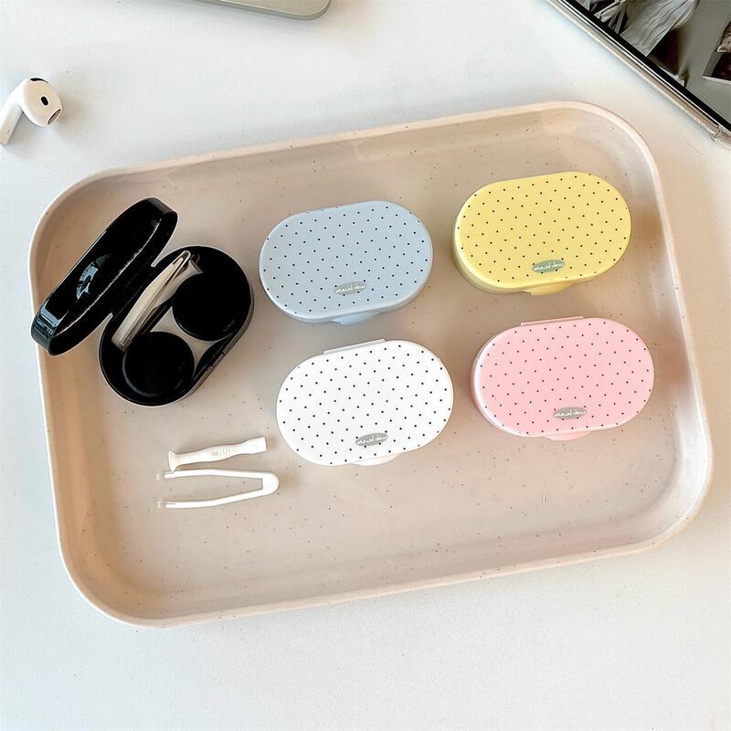 Cute Polka Dot Contact Lens Case, Simple and Compact, Portable Companion Care Box, Storage Box with Mirror Cute Polka Dot Contact Lens Case, Simple and Compact, Portable Companion Care Box, Storage Box with Mirror