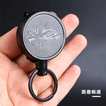 Outdoor sports fishing artifact mountaineering round wire rope easy-pull buckle strong anti-lost and anti-theft key chain telescopic buckle