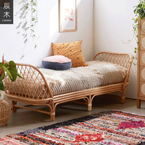 Real rattan childrens bed B&B hotel single child bed ins Nordic Japanese style rattan bed rattan chair double sofa bed