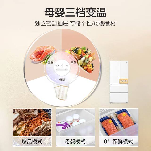 Haier Refrigerator Little Red Flower Ultra-Thin French-Style Multi-Door Household Air-Cooled Frost-Free First-Class Bcd-500Wghfdedwvu1