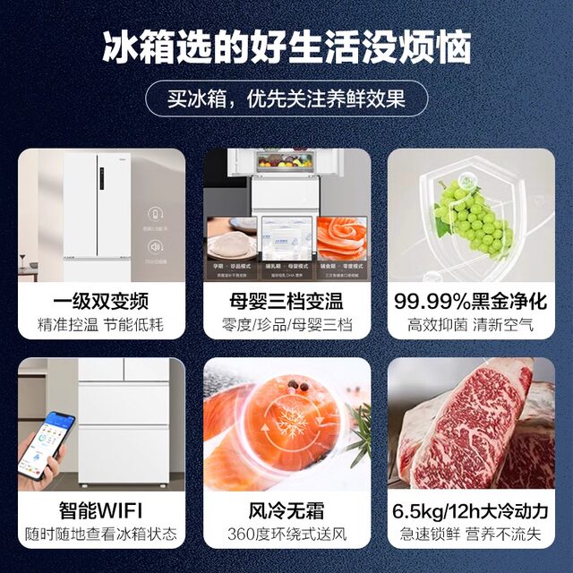 Haier Refrigerator French Multi-Door White First-Class Frequency Conversion Air-Cooled Frost-Free Embedded Bcd-450Wghfdedw9U1