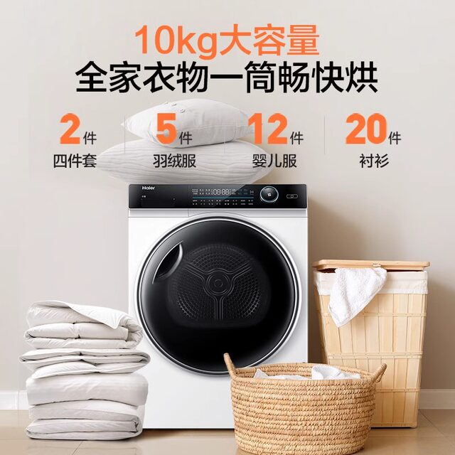Haier Slim 176 Heat Pump Dryer 10kg Household Dual Source Rapid Heating Clothes Dryer Hg100-F176Wu1