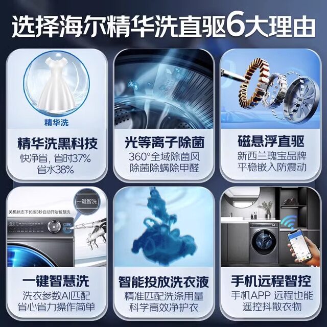 Haier washing machine essence washing 10kg large barrel direct drive frequency conversion fully automatic G100368HBD14LSU1