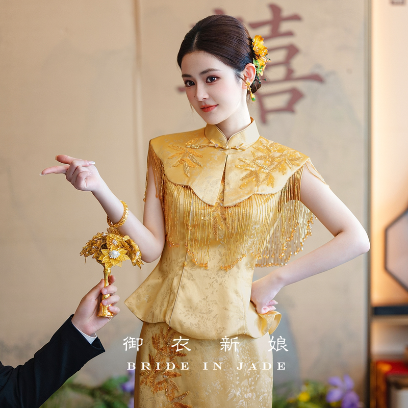 New Chinese-Style Cheongsam Dress 2026 Summer New High-End Toast Dress Wedding Engagement Bride Suit