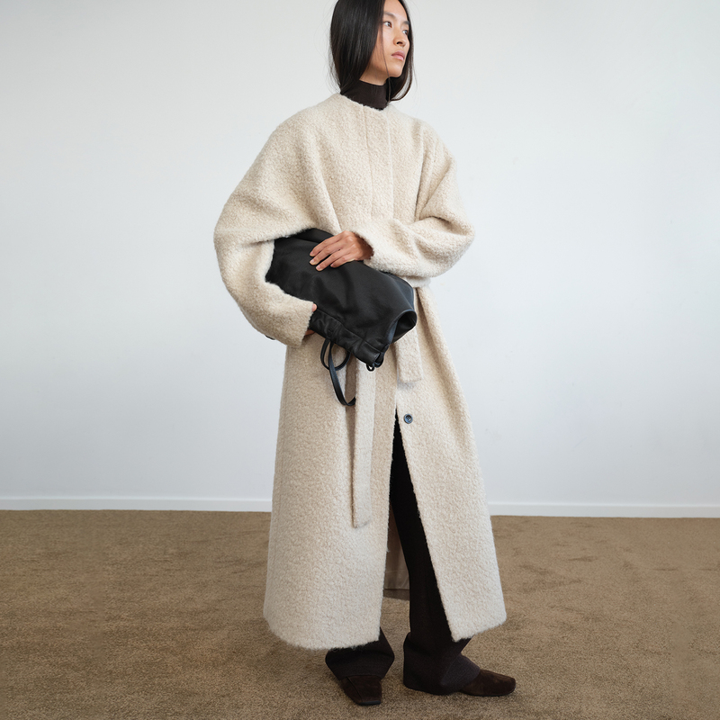 Rchmc | Circle Pattern Style | Round Neck Coat for Women, Extra Long, Winter 25, Loose Straight Woolen Coat Rchmc | Circle Pattern Style | Round Neck Coat for Women, Extra Long, Winter 25, Loose Straight Woolen Coat