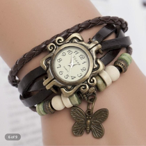 Womens Casual Vintage Multi Layer Butterfly Faux Leather Br