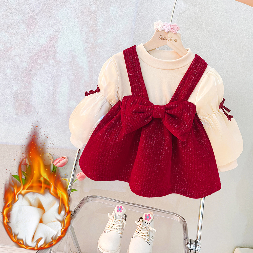 Girl Gushed Dress Winter Dress Foreign Air Children Princess Dress One Year Old Baby Dress Catch Zhou Dinner Suit Autumn Winter-Taobao